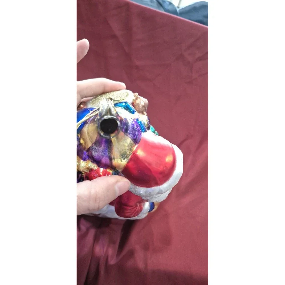 Lumiere Glass Hand Crafted Blown Glass Santa Claus Figurine 1999 Brass Key EUC